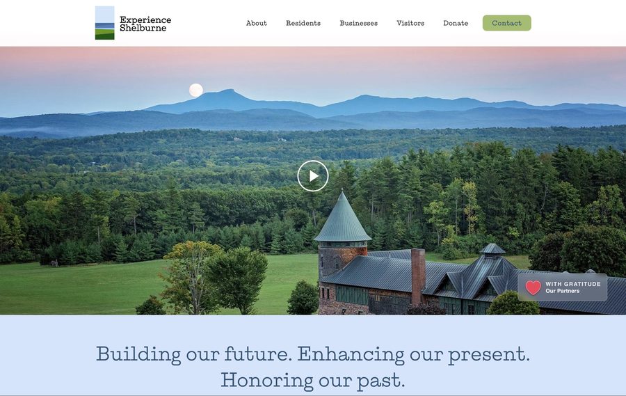 The experienceshelburne.org homepage